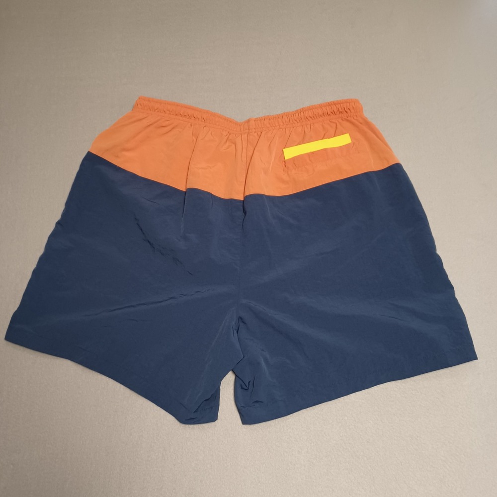 Preswick & Moore Swim Trunk Men L Blue Orange Colorblock Mesh Lined Nylon Shorts